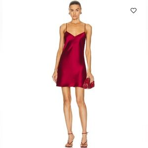 Staud Lydia Ruby Red Slip Dress